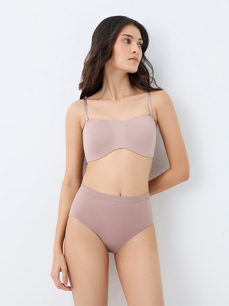 Wunderlove Light Mauve Padded Cotton-Blend Strapless Bra