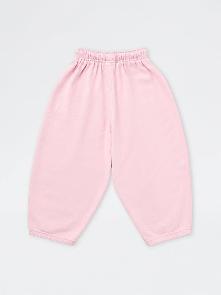 HOP Kids Girls Light Pink Solid High-Waist Relaxed-Fit Jeans