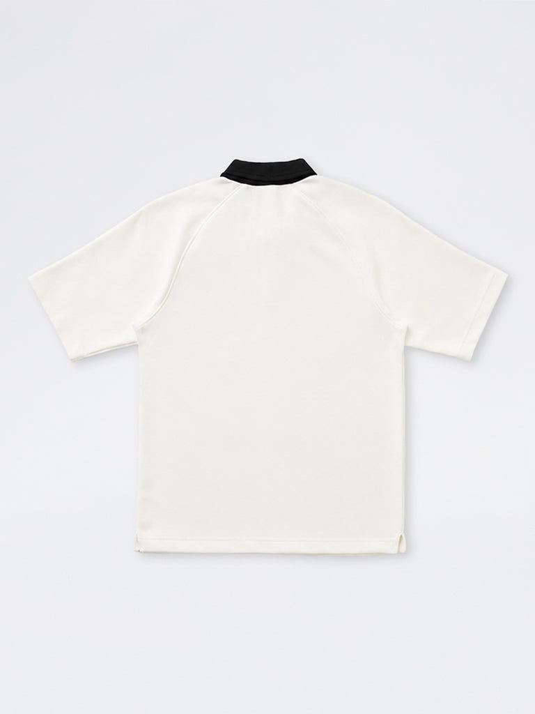 Boys White Racer-Theme Cotton-Blend Polo Shirt