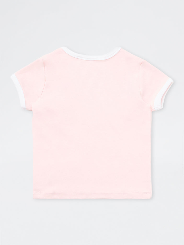 Girls Pink Typographic Cotton-Blend T-Shirt