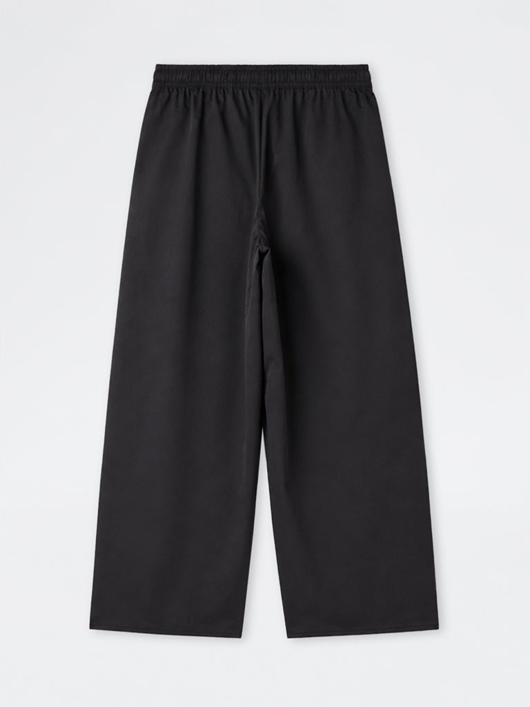Girls Black Solid High-Rise Parachute Pants