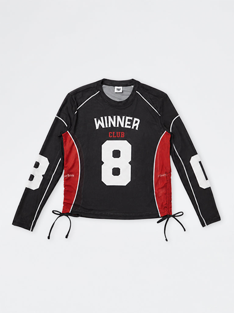 Girls Black Numerical Printed Mesh T-Shirt