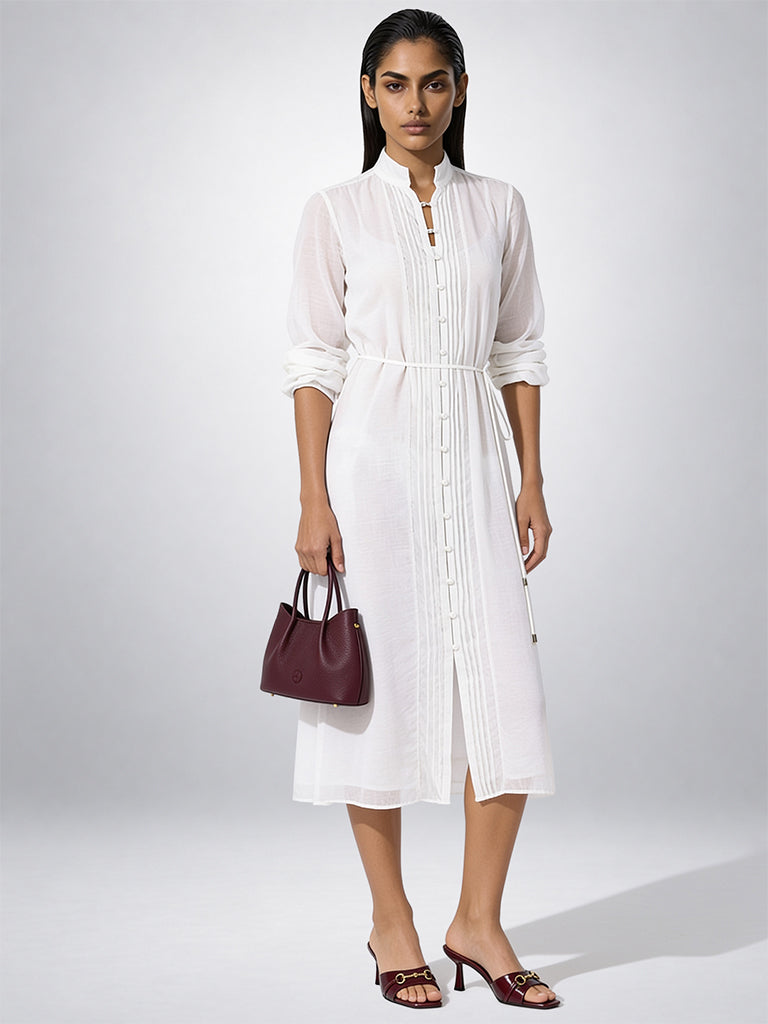 Sheer Pintucked Dress