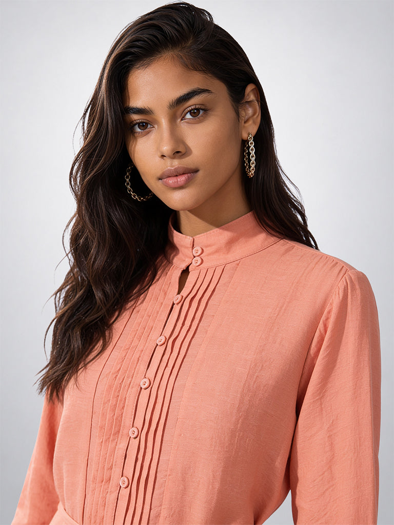 Sheer Pintucked Dress