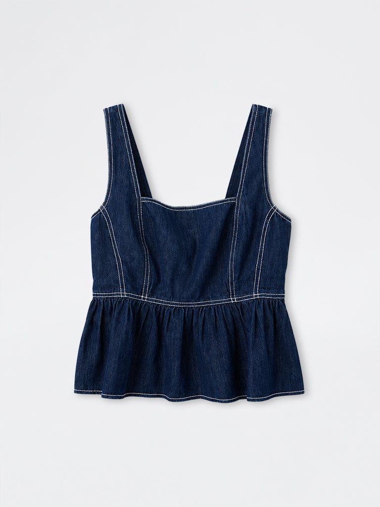 Denim Utility Peplum Top