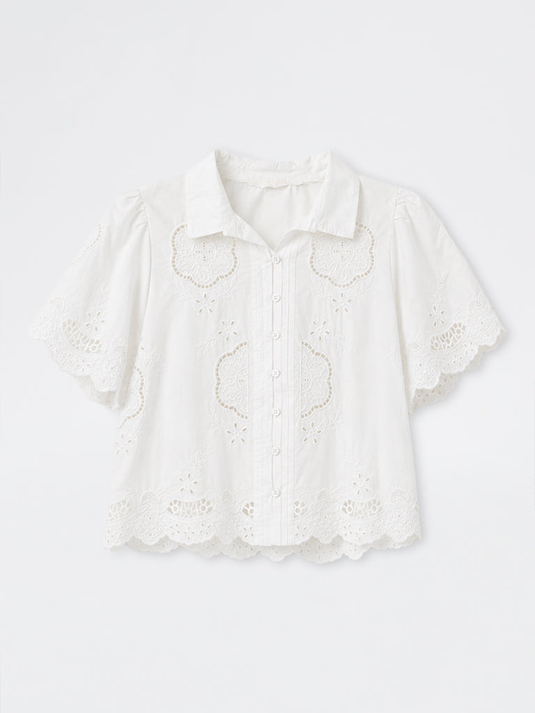 Broderie Anglaise Cotton Shirt