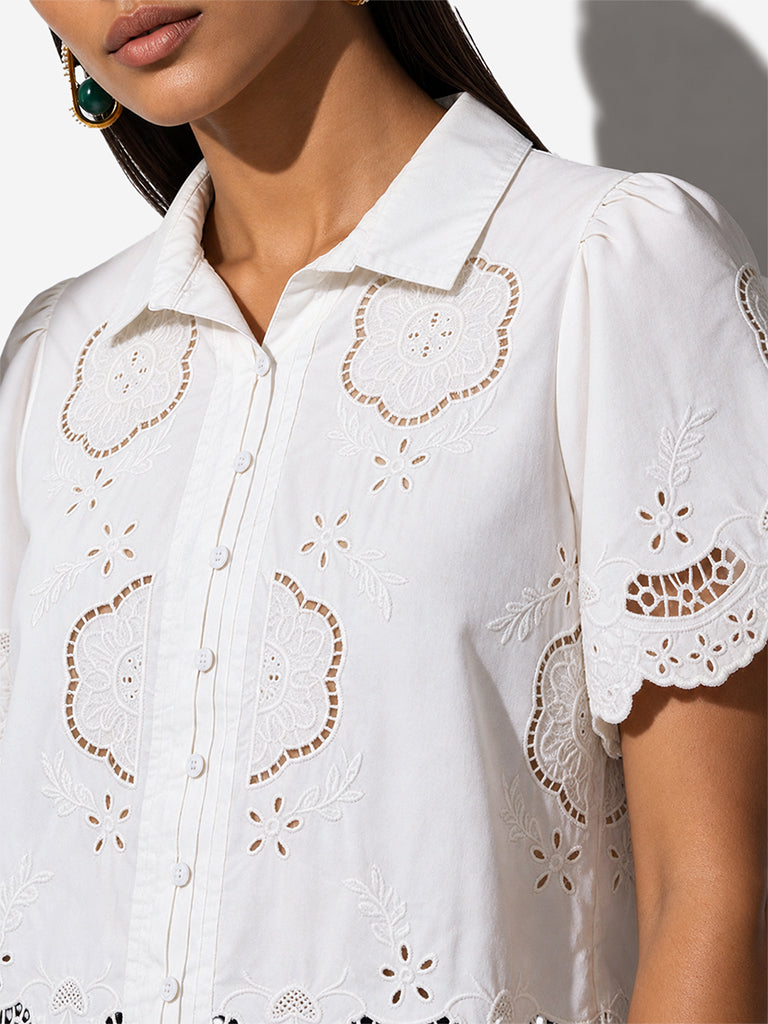 Broderie Anglaise Cotton Shirt