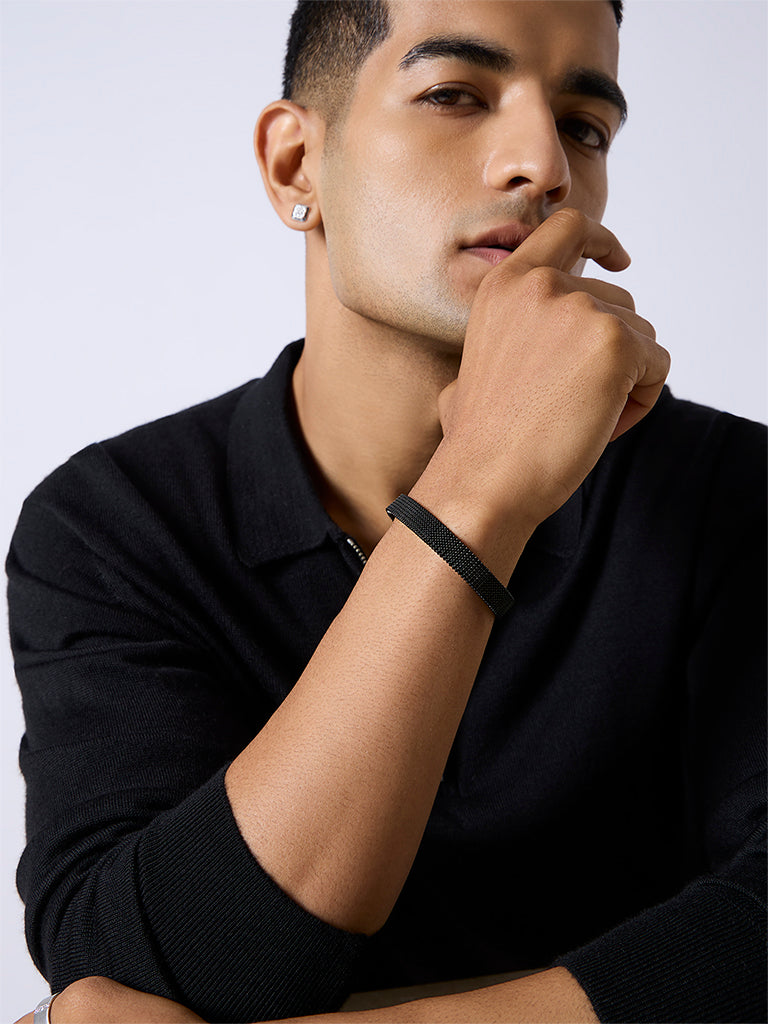 Unisex Black Mesh Spring Bracelet