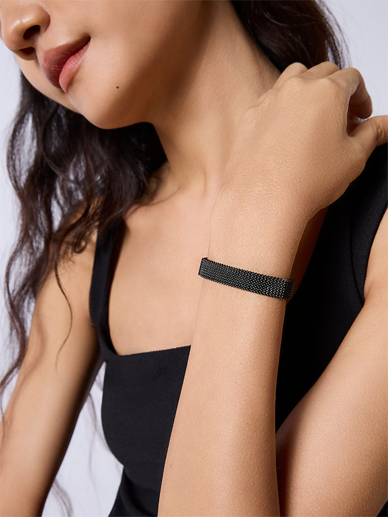 Unisex Black Mesh Spring Bracelet