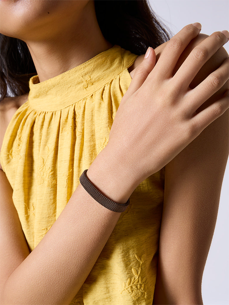Unisex Brown Mesh Spring Bracelet