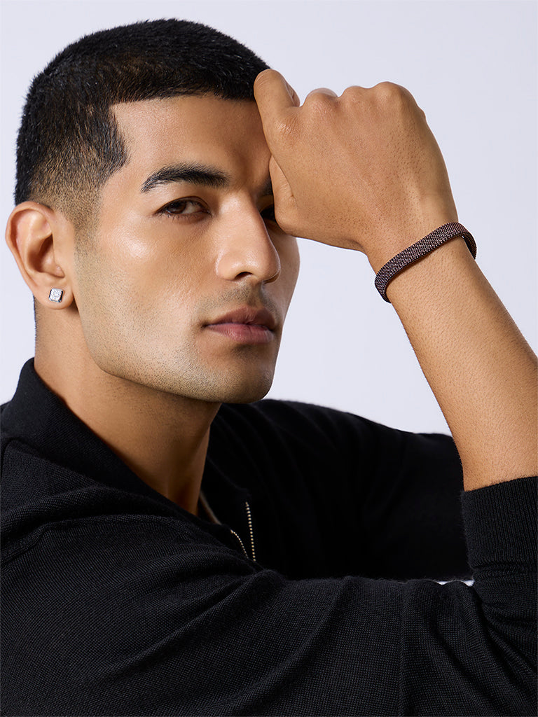 Unisex Brown Mesh Spring Bracelet