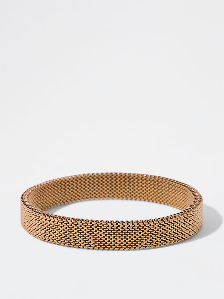 Unisex Rose Gold Mesh Spring Bracelet