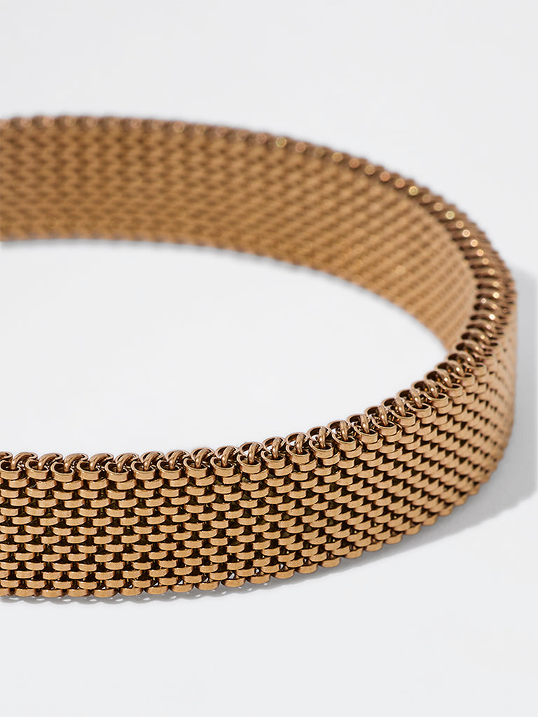 Unisex Rose Gold Mesh Spring Bracelet