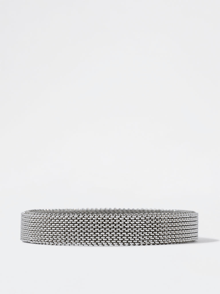 Unisex Silver Mesh Spring Bracelet