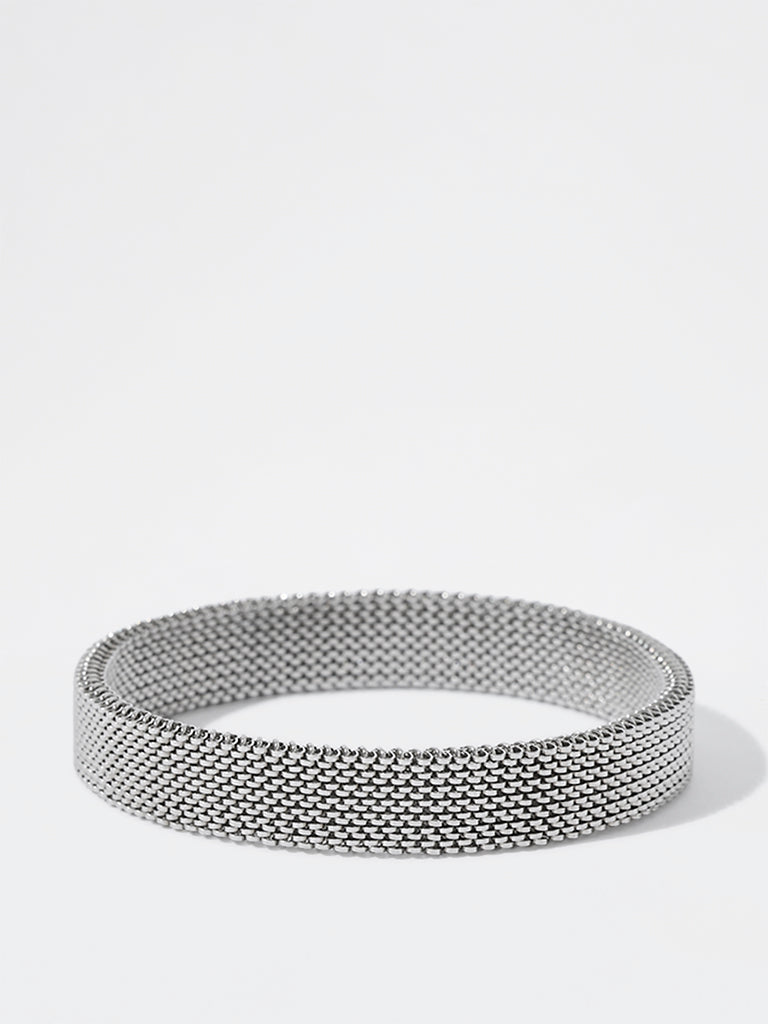 Unisex Silver Mesh Spring Bracelet