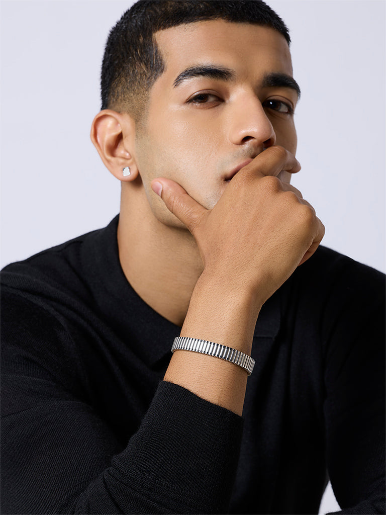 Unisex Silver Rolex-Style Spring Bracelet