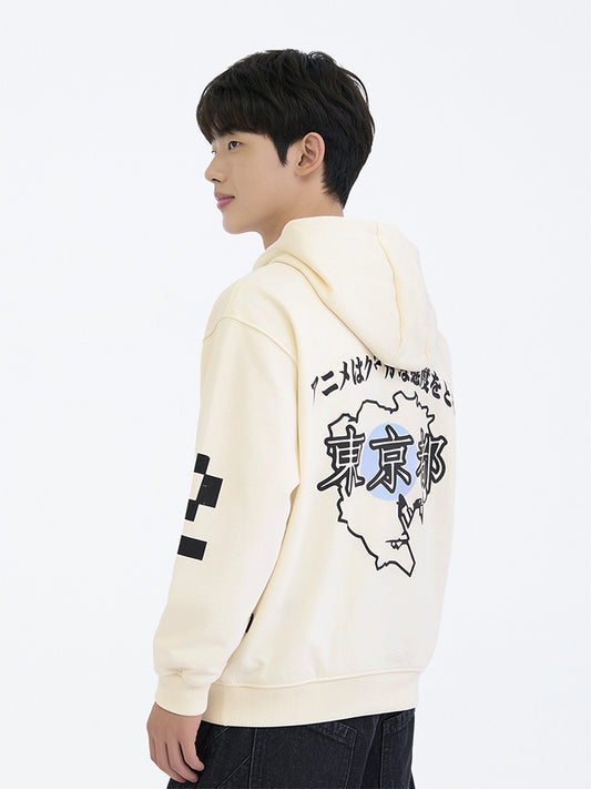 Boys Off-White Japanese-Inspired Cotton-Blend Hooded Sweatshirt