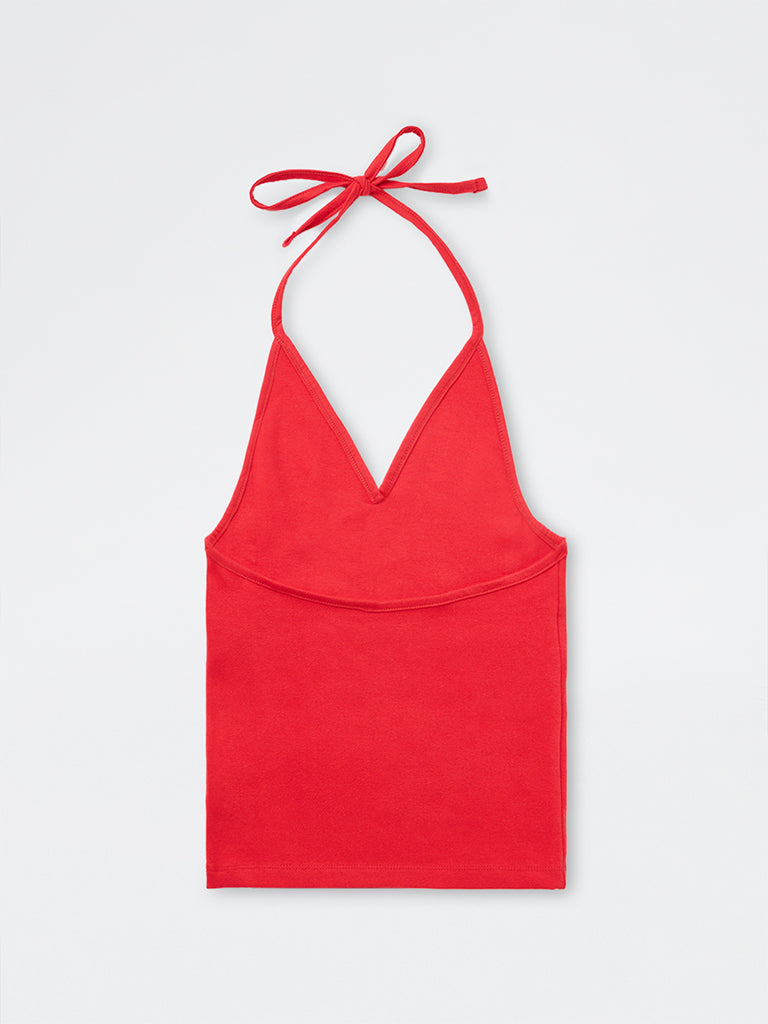 Girls Red Numerical Printed Cotton-Blend Top