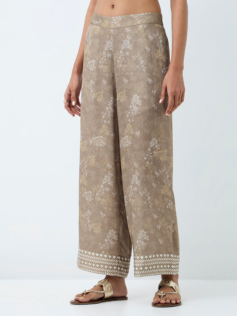 Zuba Grey Foliage Printed Tunic