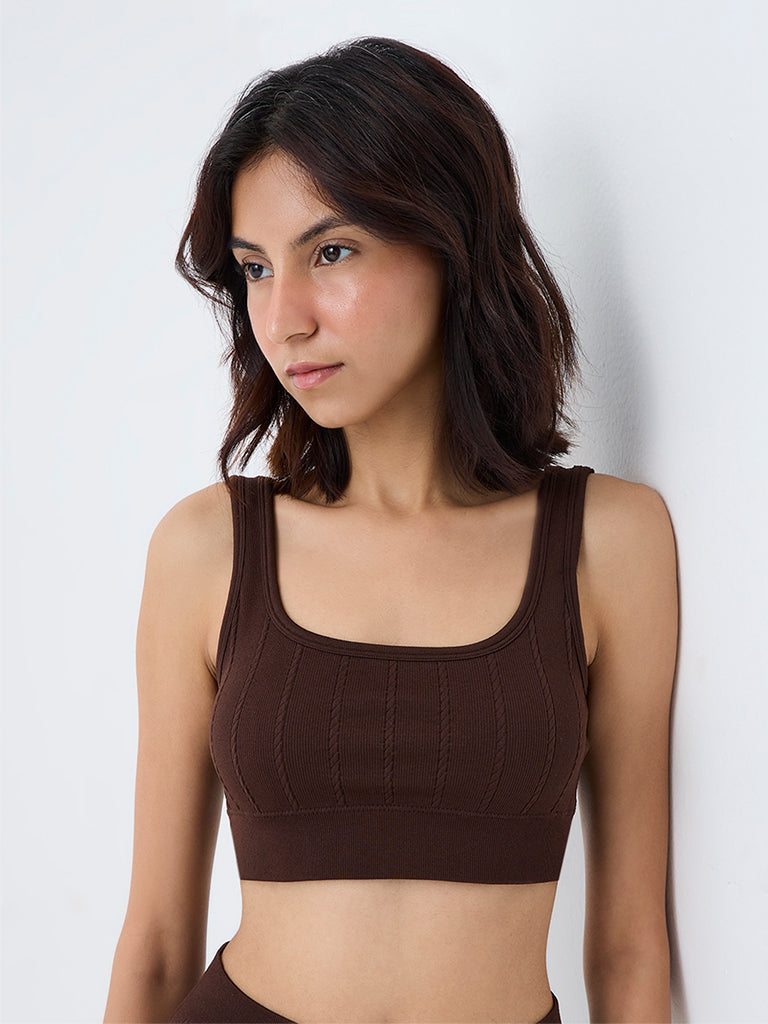 Superstar Dark Brown Cable-Knit Seamfree Padded Bra
