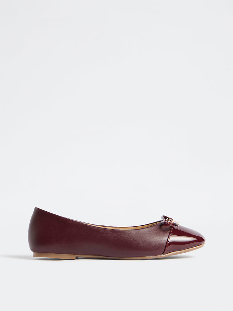 LUNA BLU Burgundy Bow-Detail Ballerinas