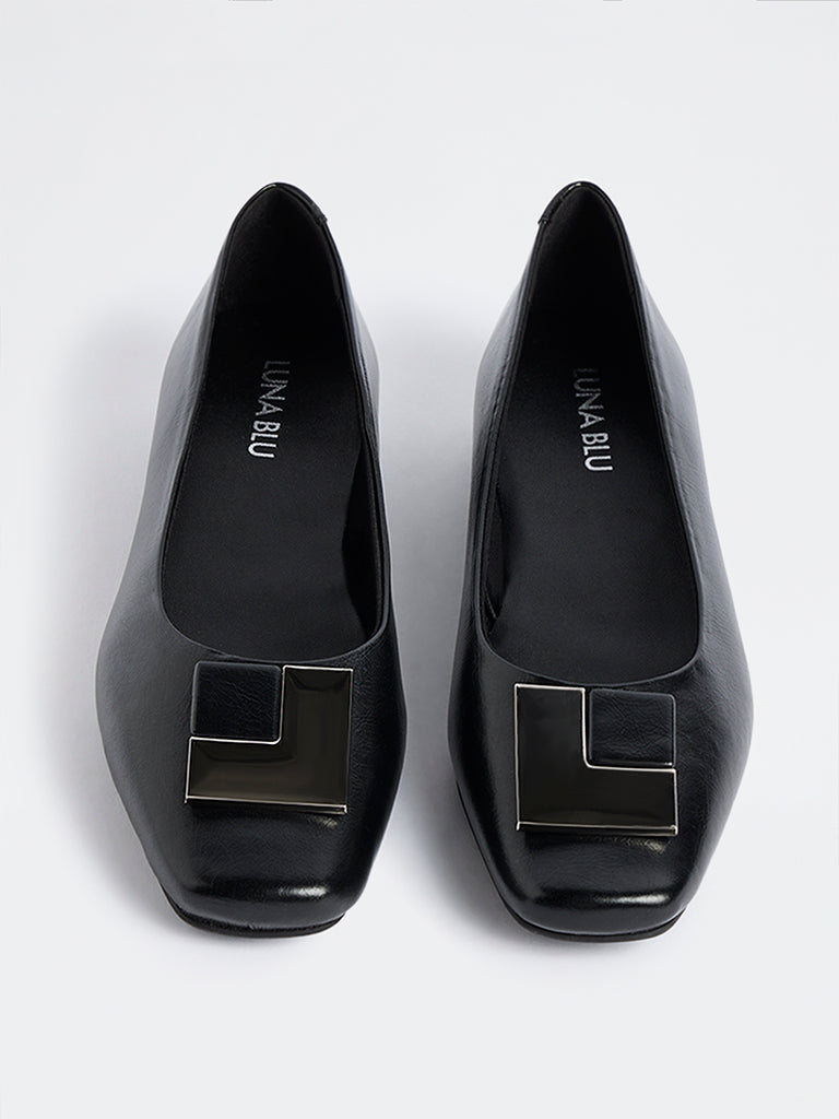 LUNA BLU Black Metal Detailed Loafers