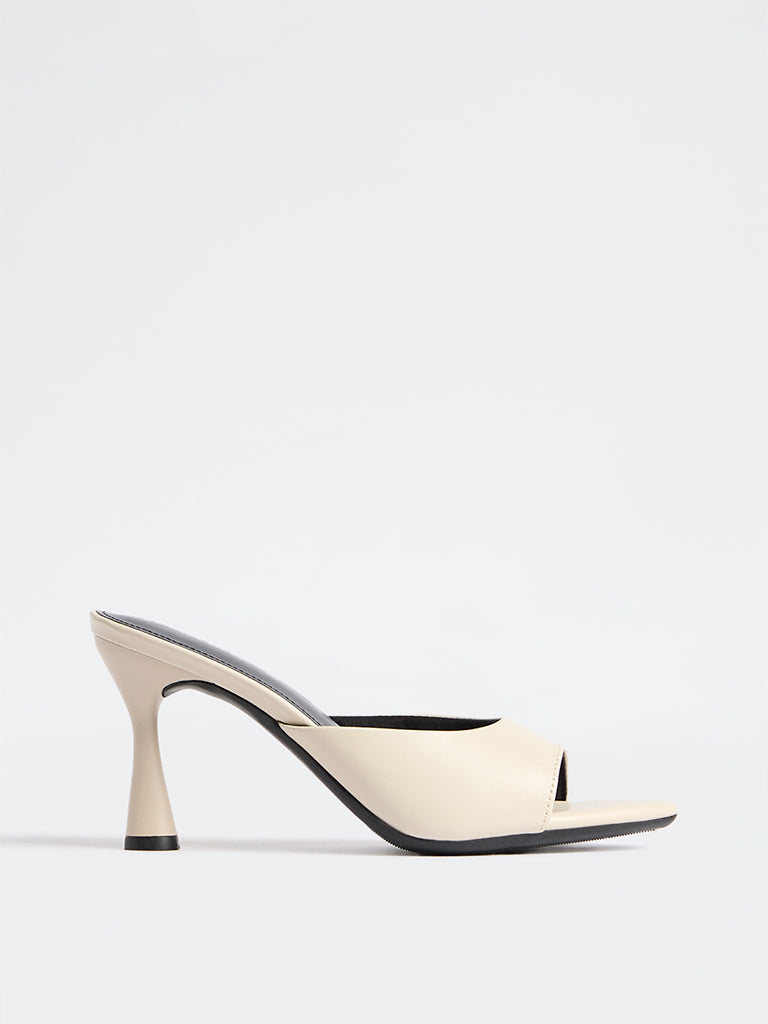 LUNA BLU Ivory Mule Heel Sandals