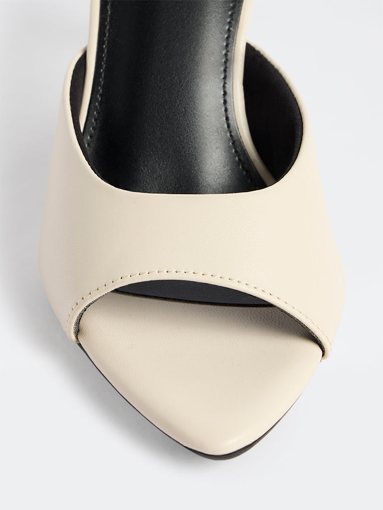 LUNA BLU Ivory Mule Heel Sandals