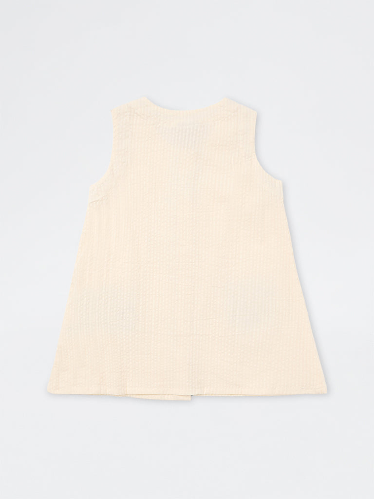 Utsa Kids Girls Cream Floral Embroidered Cotton A-Line Dress - (2-8 yrs)