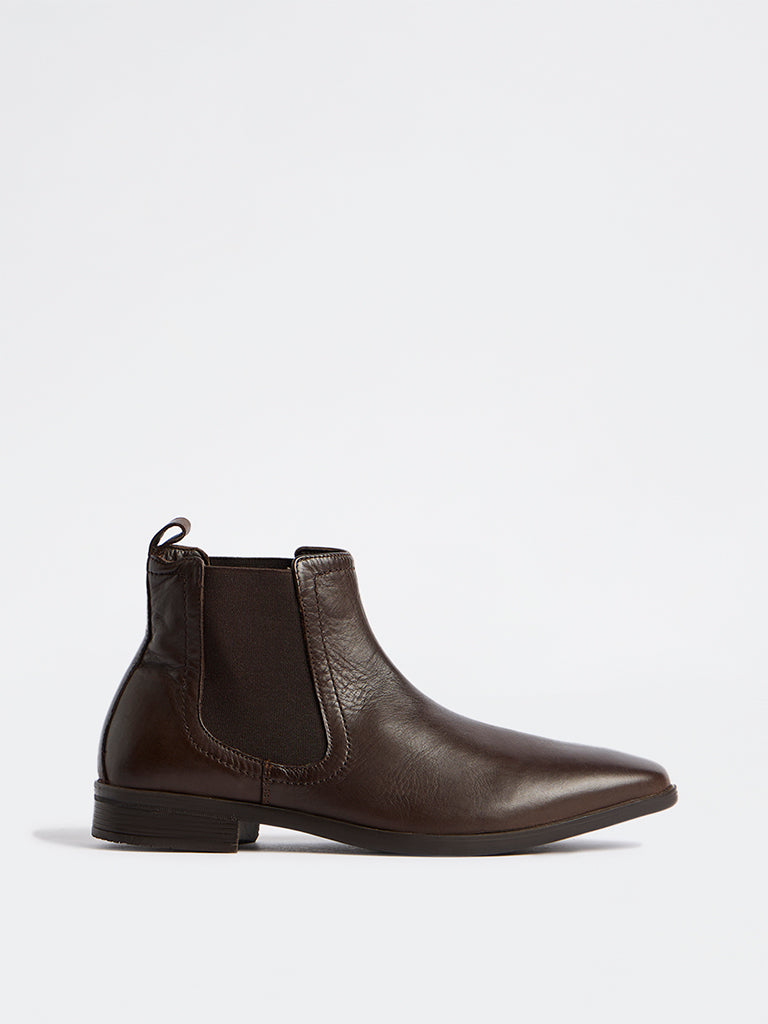 SOLEPLAY Dark Brown Faux Leather Chelsea Boots