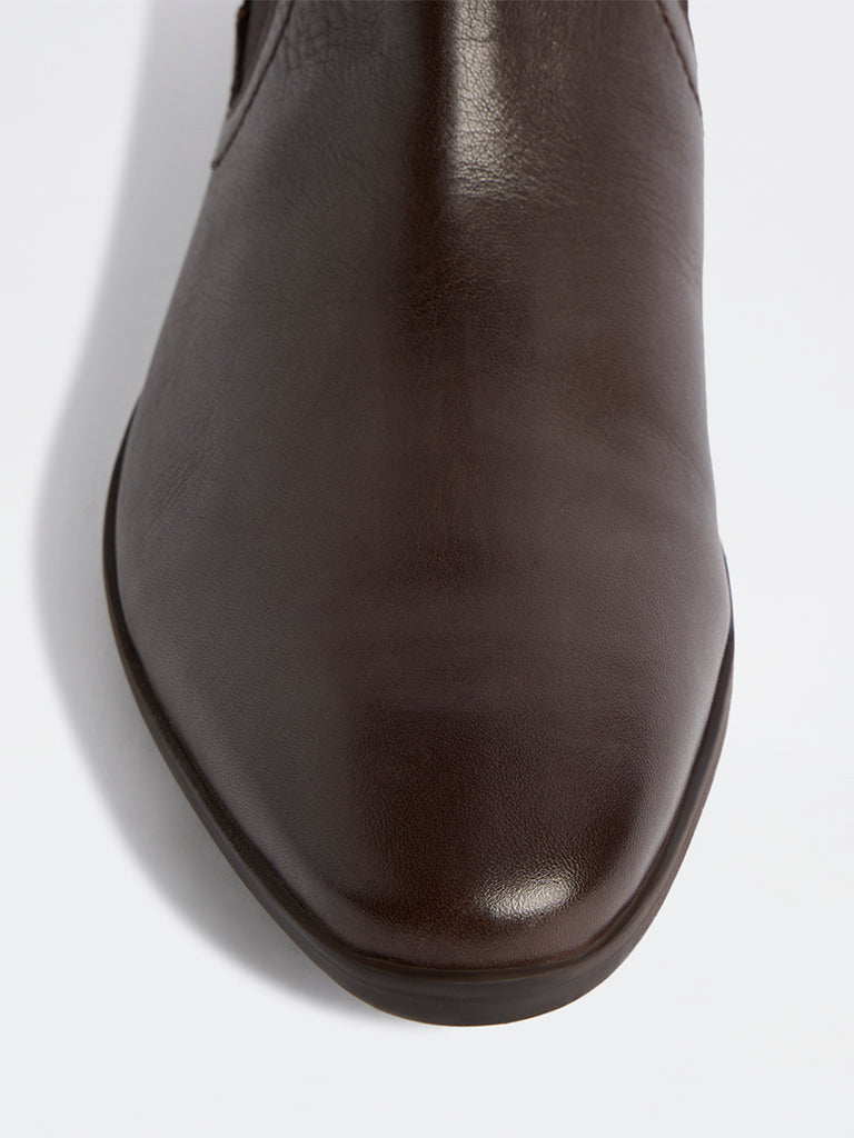 SOLEPLAY Dark Brown Faux Leather Chelsea Boots