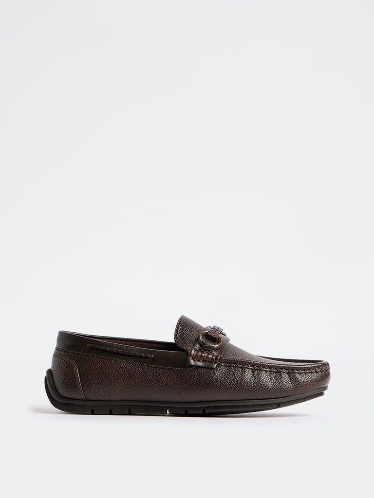 SOLEPLAY Dark Brown Textured Jerry Loafers