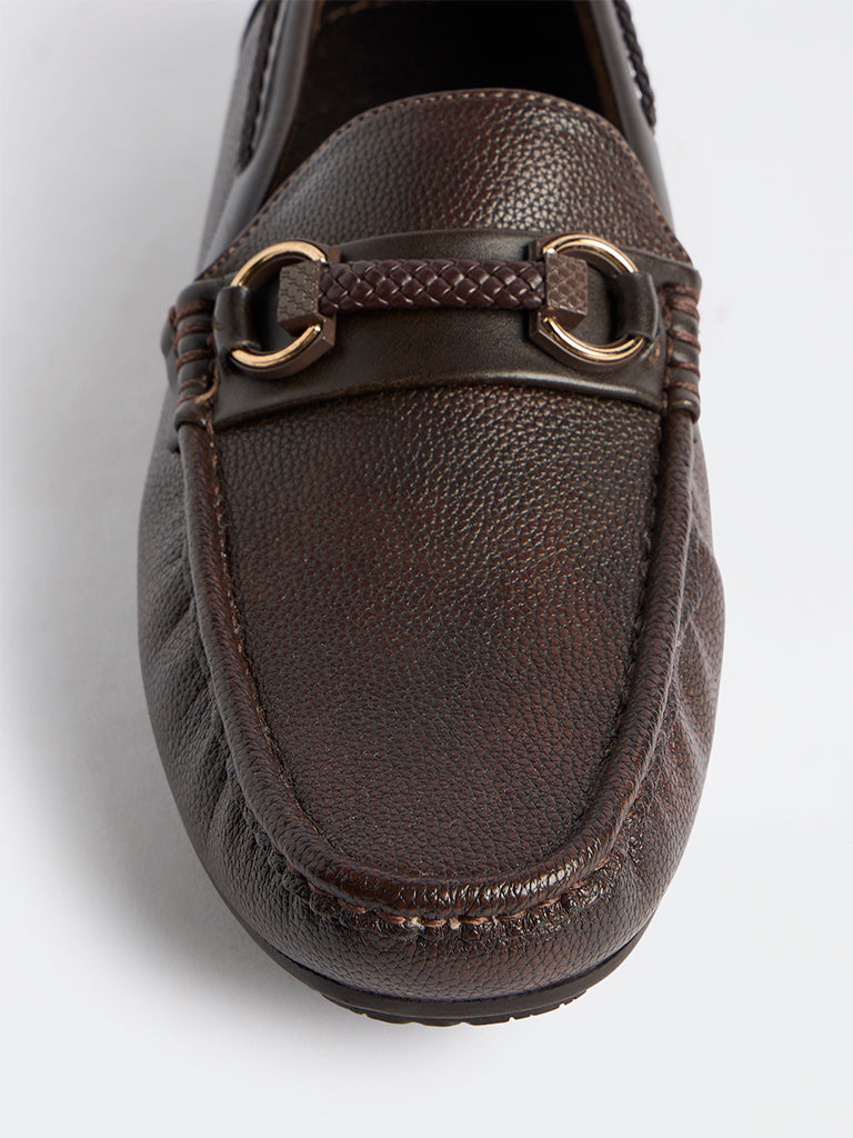 SOLEPLAY Dark Brown Textured Jerry Loafers