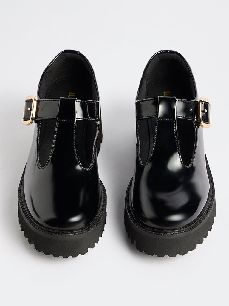 LUNA BLU Black T-Strap Chunky Shoes