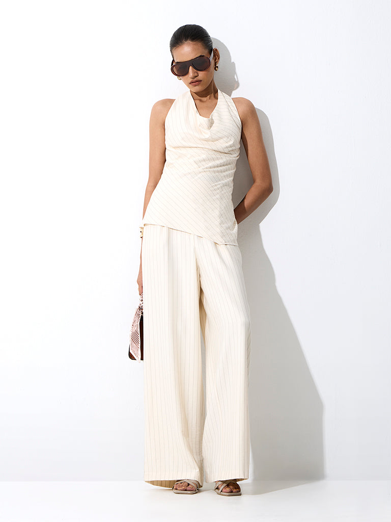 Wardrobe Ivory Striped Halter-Neck Top