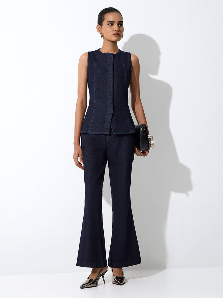 Wardrobe Navy Solid Denim Top
