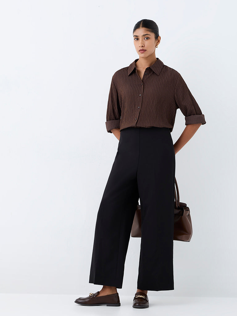 Wardrobe Dark Brown Striped Shirt