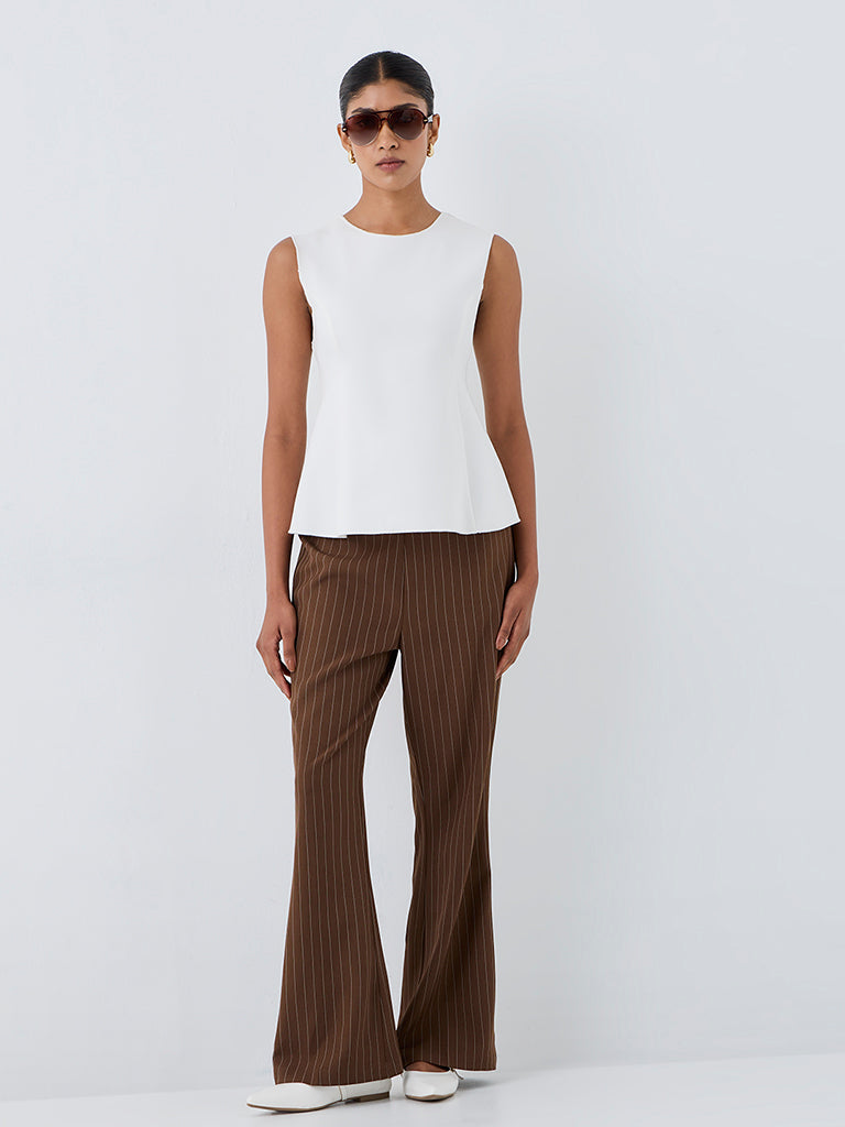 Wardrobe Ivory Solid Peplum Top