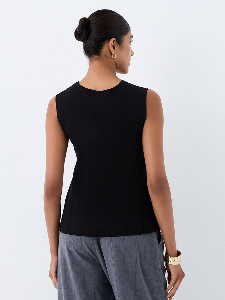 Wardrobe Black Solid Peplum Top