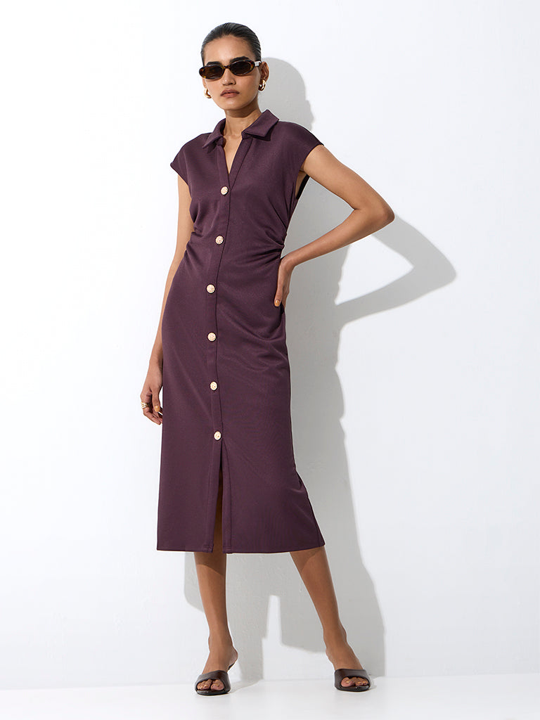 Wardrobe Dark Brown Ruched Straight Dress