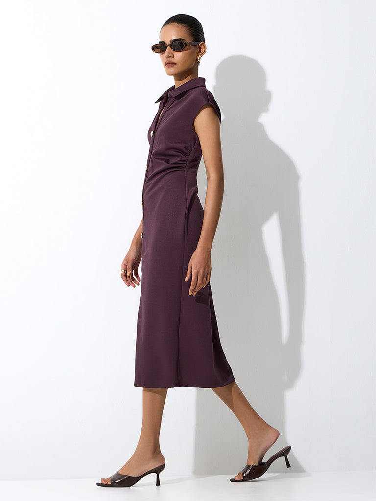 Wardrobe Dark Brown Ruched Straight Dress