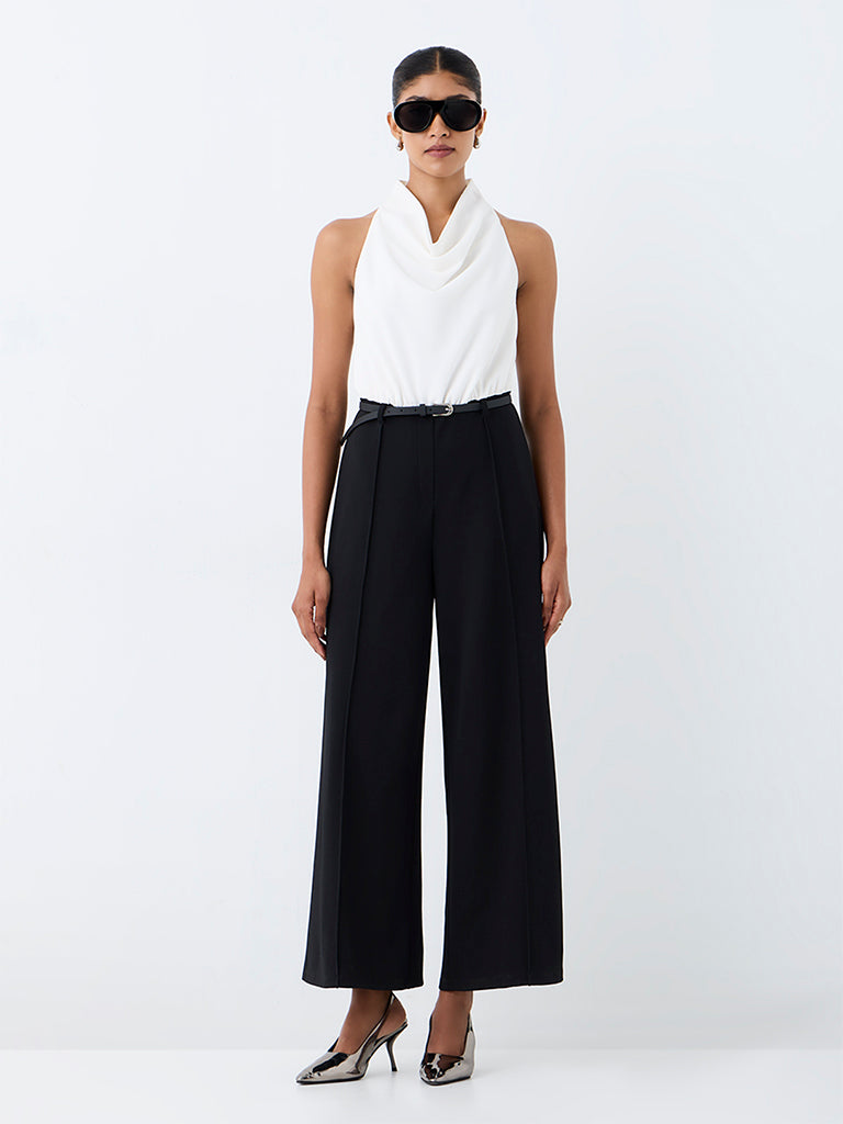 Wardrobe Ivory and Black Jumpsuit with Belt