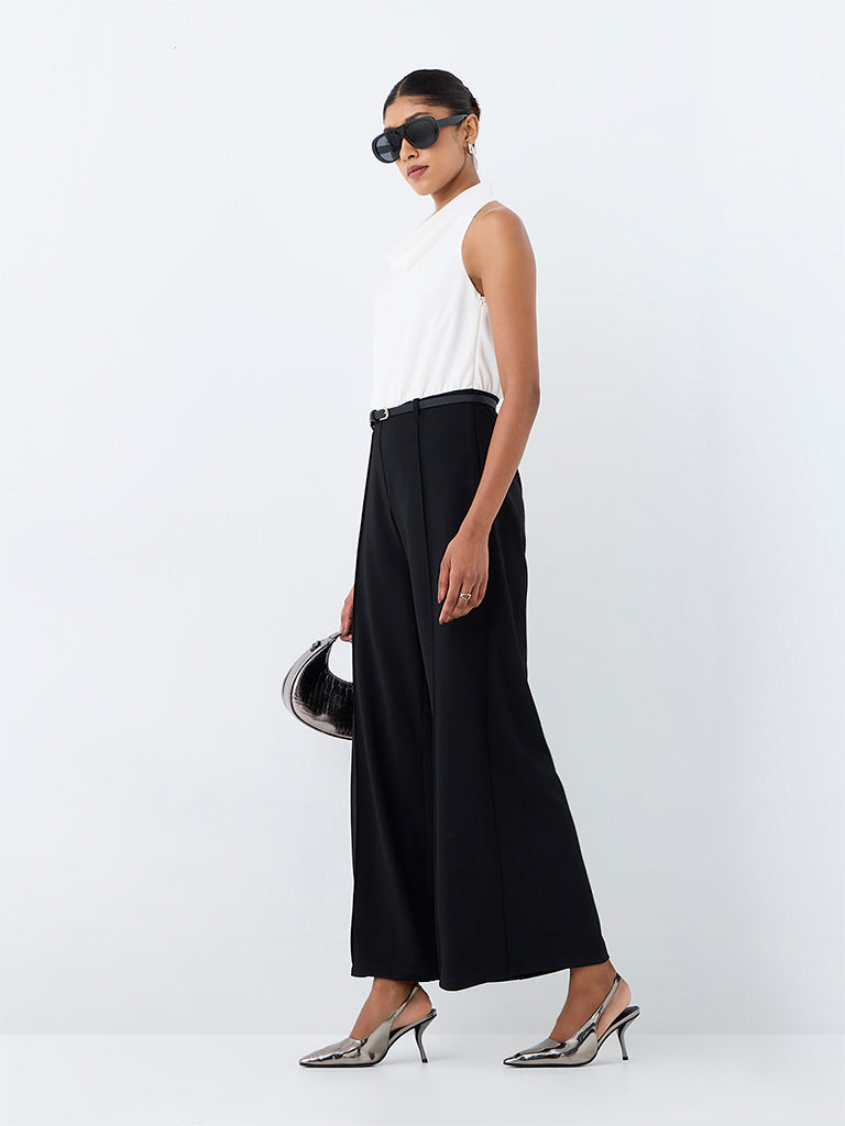 Wardrobe Ivory and Black Jumpsuit with Belt