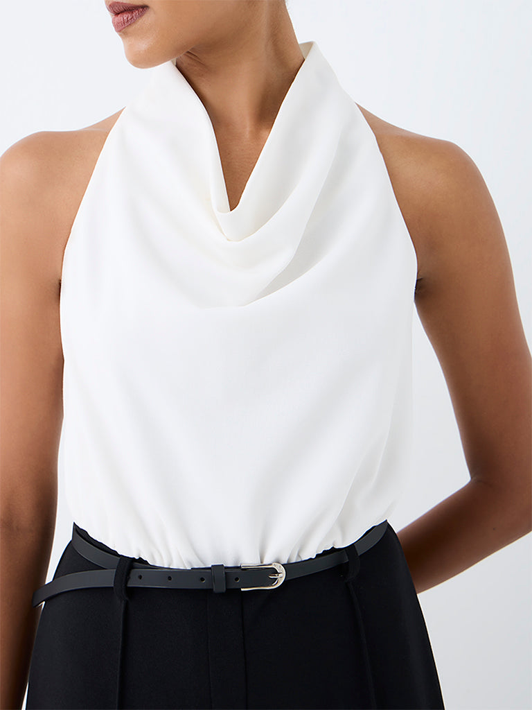 Wardrobe Ivory and Black Jumpsuit with Belt