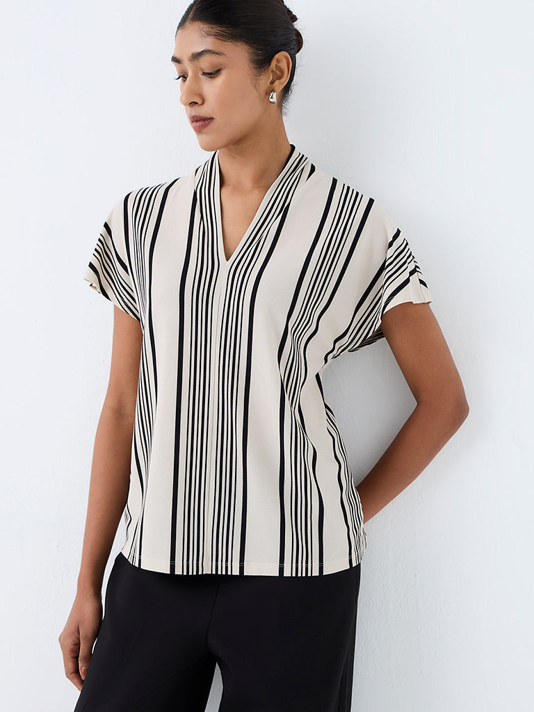 Wardrobe Off-White Striped Blouse
