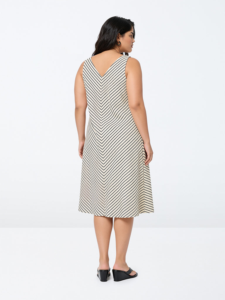 Gia Black Striped A-Line Dress