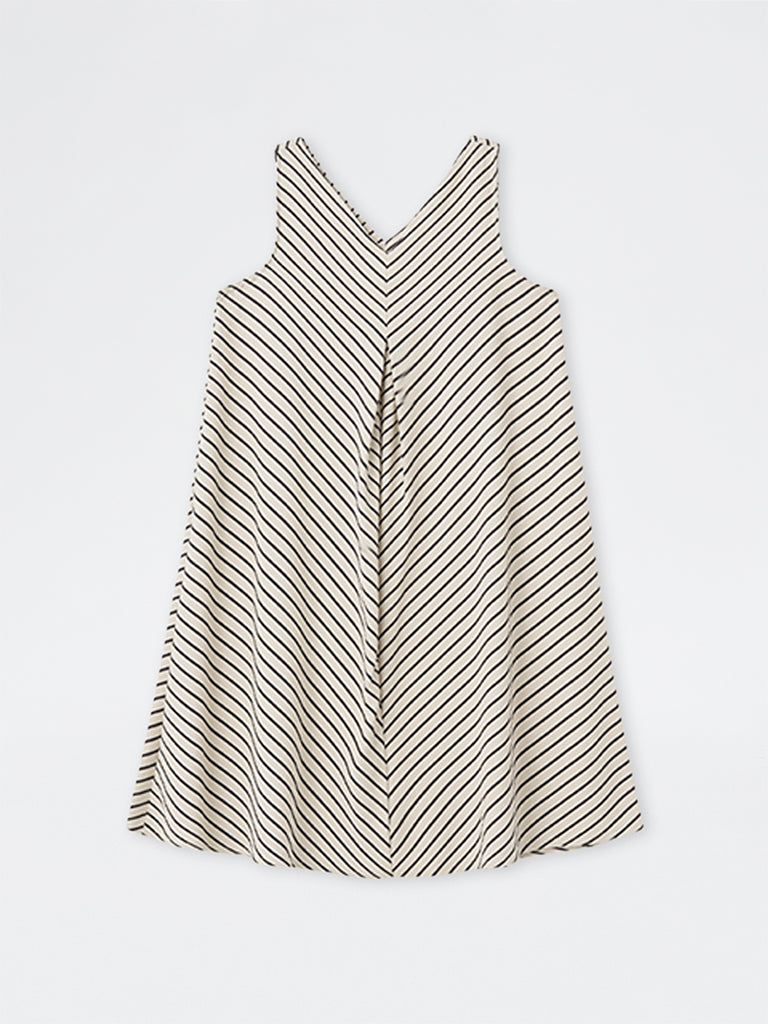 Gia Black Striped A-Line Dress