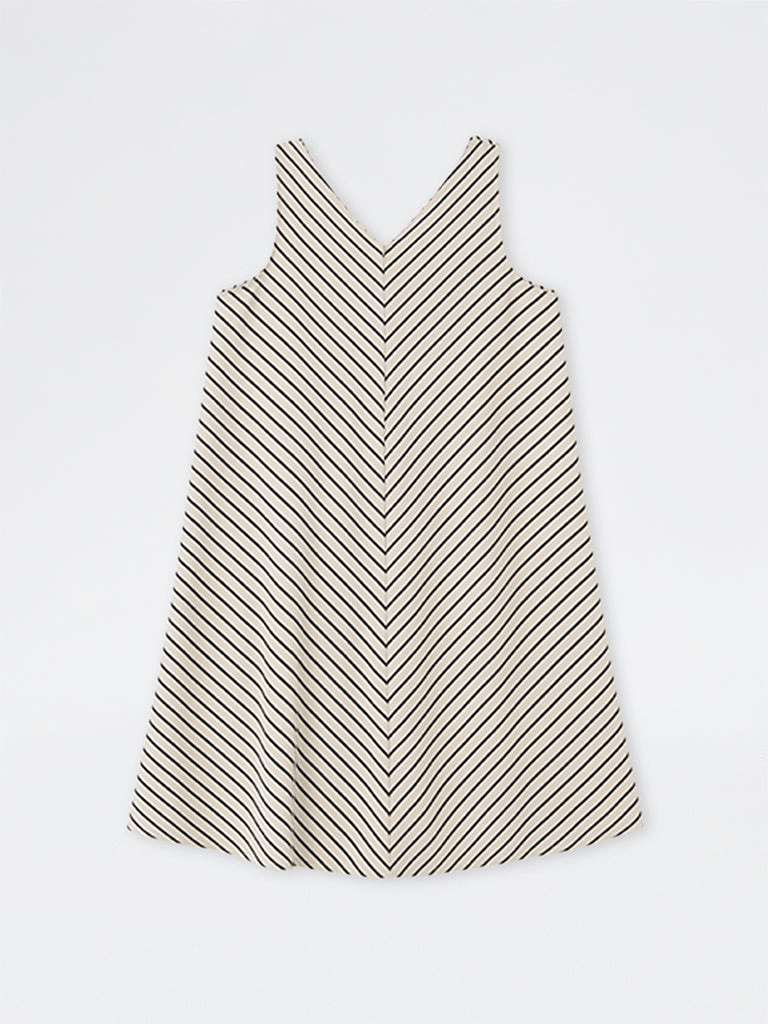 Gia Black Striped A-Line Dress