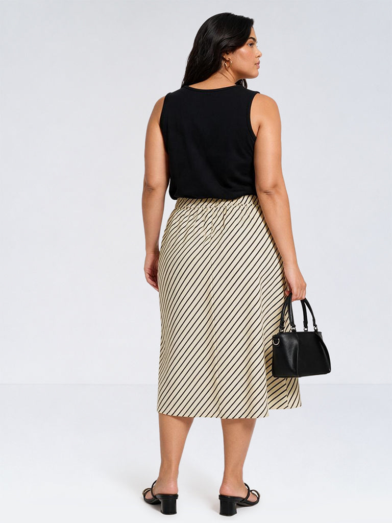Gia Light Yellow Striped High-Rise Skirt