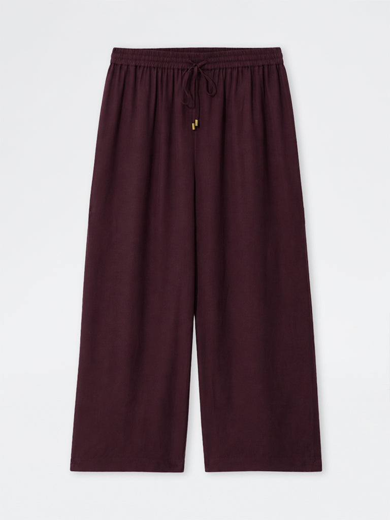 Gia Burgundy Solid High-Rise Pants